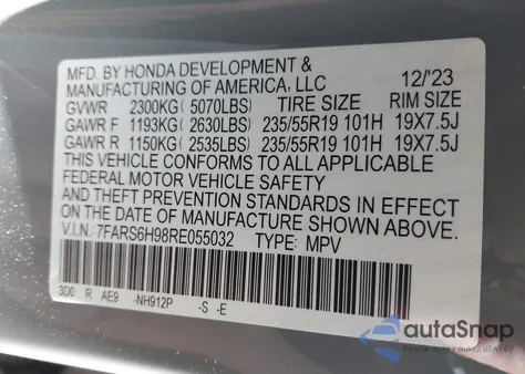 2024 Honda Cr-V Sport Touring из США, поврежденный, VIN 7FARS6H98RE055032